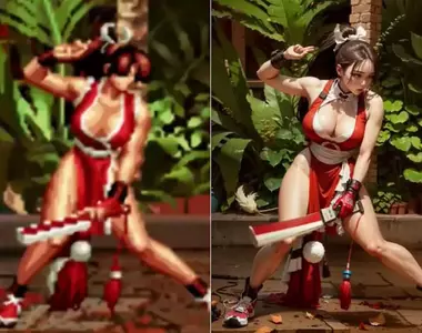 《KOF格鬥天王AI化》把舊版2D街機風格改成真人版大概就是這種感覺吧?