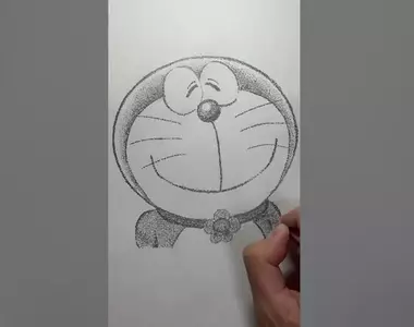 用點描畫法完成的《哆啦A夢》不畫線整張圖全靠點得點出來