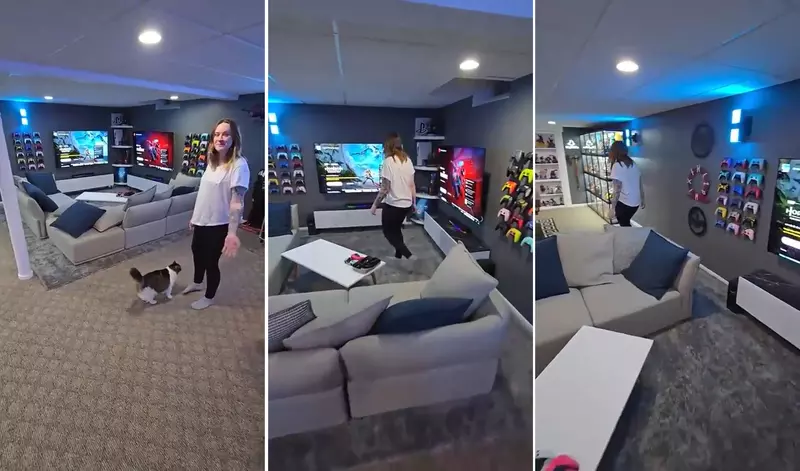 網友分享電玩宅的家裡裝潢 到處都有電腦跟PS5主機，甚至還安排了一間小電影院放片來看