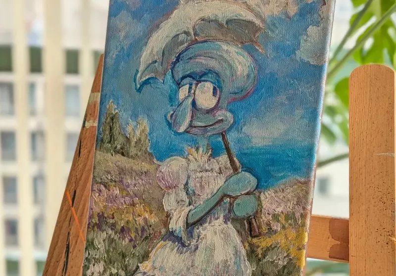 藝術家突然開竅？突然展開章魚哥油畫系列，這舉動把朋友都給嚇了一跳！？