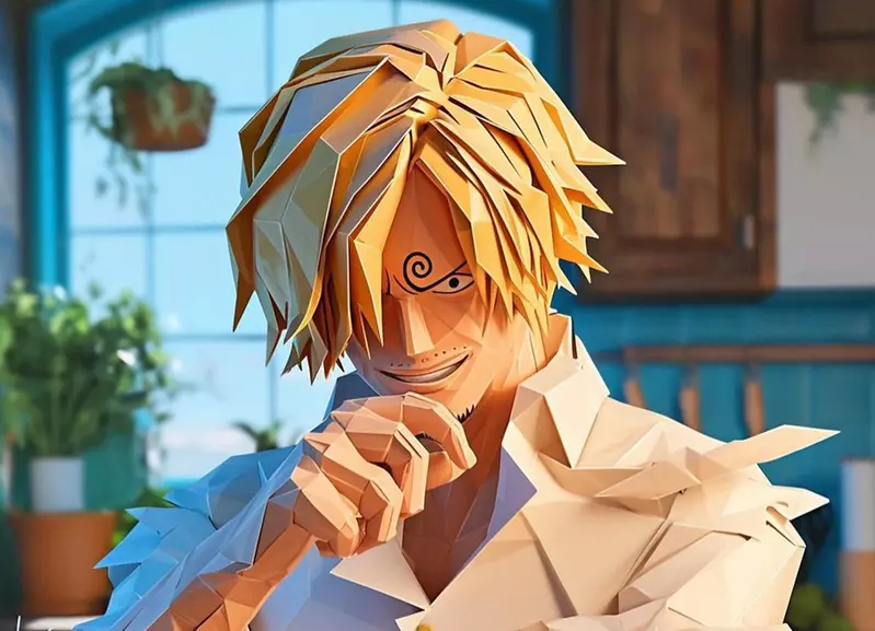 AI紙雕系列《航海王》香吉士與騙人布 摺紙效果透過電腦技術也能漂亮呈現