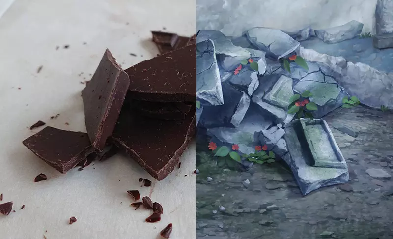 《背景插畫家傳授繪畫技巧》巧克力可以變出瓦礫堆？揉爛的紙可以變出一座山？