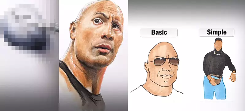 《巨石強森的四種畫法》有基本、簡單、也有更好更加藝術的THE ROCK
