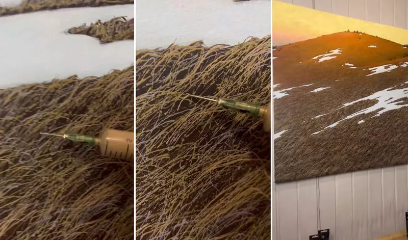 用注射器描繪畫作中的風景 來自烏克蘭的藝術家《Oleh Dron》巧妙掌握住了細節的處理方式