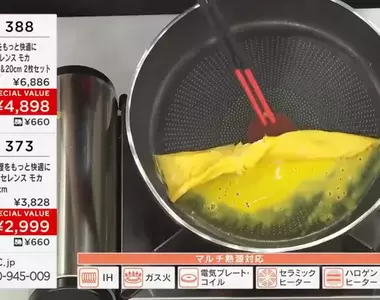 放送事故《購物台的不沾鍋NG事件》不加油煎雞蛋保證不沾,結果出現失誤導播不得已只好喀畫面
