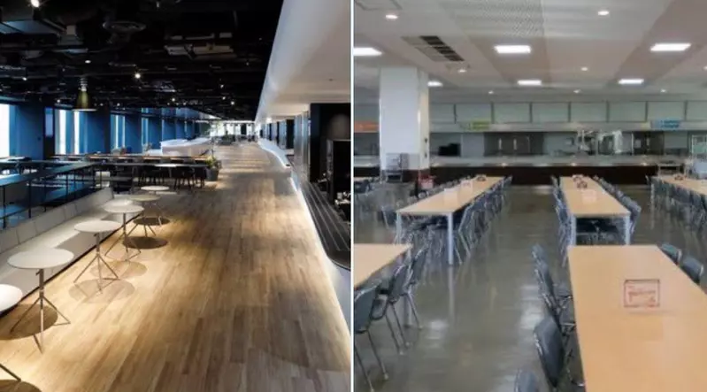 《兩種員工餐廳比一比》網友抱怨公司偏袒左邊 但也有人覺得右邊設計明明比較好？