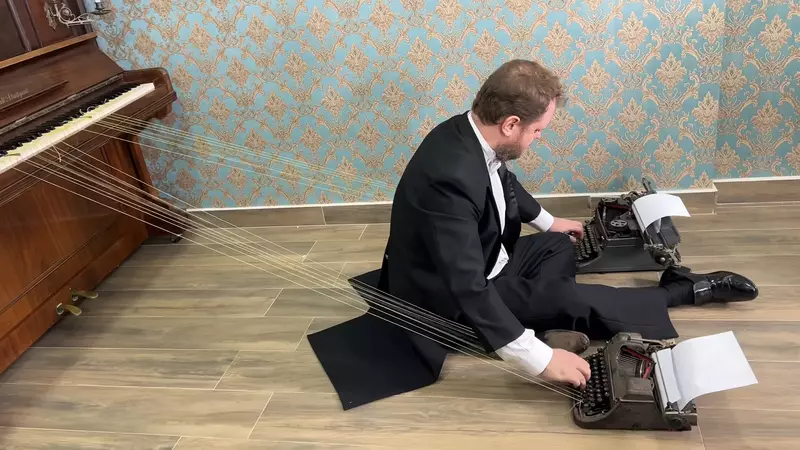 超強鋼琴家用線連接打字機彈鋼琴 這才藝表演未免也太強了吧!? 超強鋼琴家用線連接打字機彈鋼琴 這才藝表演未免也太強了吧!?