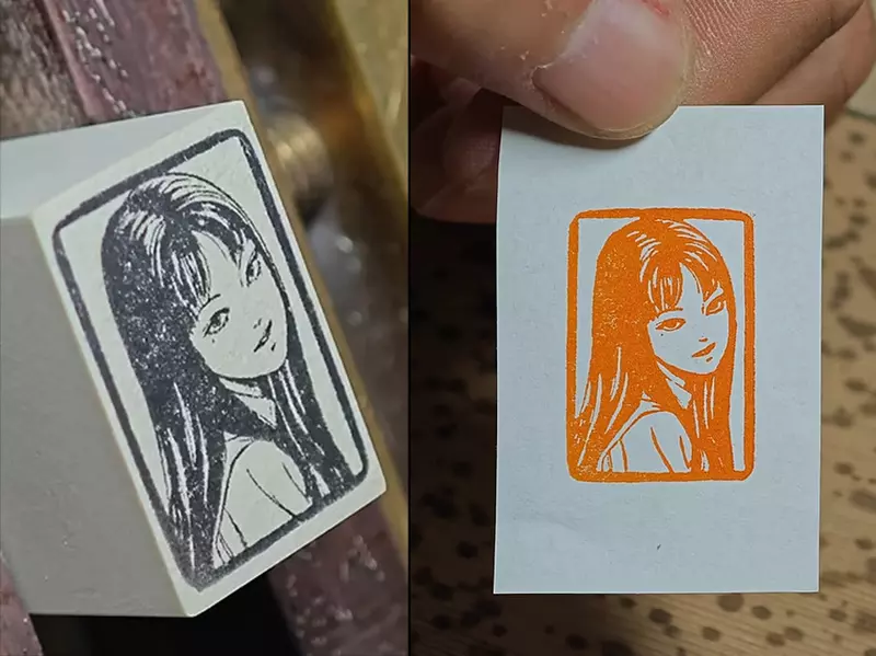 將伊藤潤二作品中的角色《富江》刻成印章 這蓋下去不知道會不會讓網友陷入瘋狂迷戀呢？