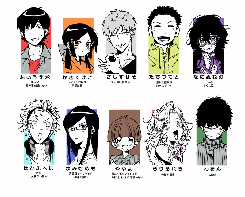 《日文五十音擬人化》每一行都有代表性人物 設定生動引發日本網友們的無限想像 《日文五十音擬人化》每一行都有代表性人物 設定生動引發日本網友們的無限想像