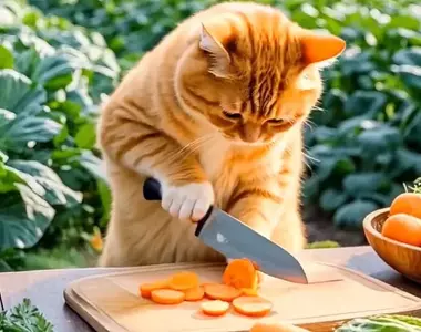 現實版貓飯《AI貓咪做菜影片》最近這類的AI影片好像都沒違和感惹！？