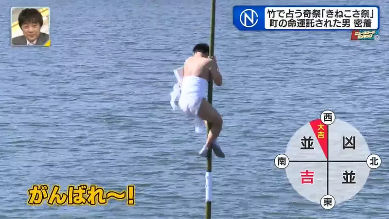《日本奇妙祭典:Kinekosa祭》裸男們衝進冰冷的河水 爬竹竿占卜當年的吉凶 《日本奇妙祭典:Kinekosa祭》裸男們衝進冰冷的河水 爬竹竿占卜當年的吉凶