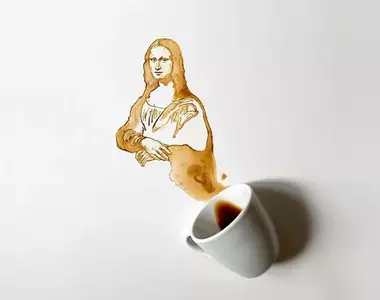 《咖啡潑灑畫》能夠冷靜的把咖啡用倒畫畫的也只有藝術家惹