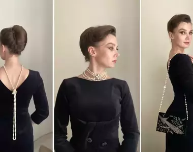俄羅斯美女示範 如果你有一條珍珠項鍊可以玩出3種好玩的變化