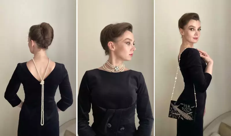 俄羅斯美女示範 如果你有一條珍珠項鍊可以玩出3種好玩的變化