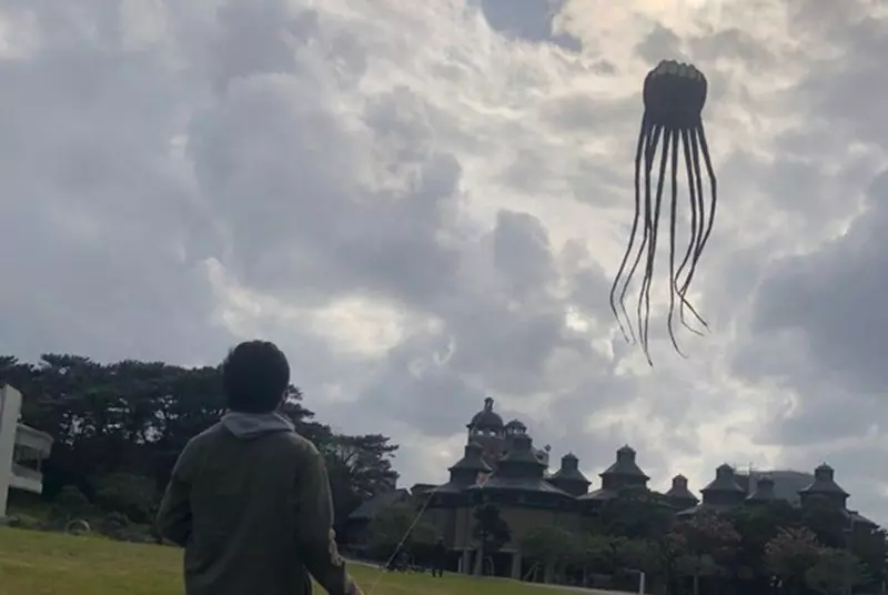 網友分享《章魚風箏》實際施放的模樣,看上去總感覺像是被外星生物襲擊一樣耶 網友分享《章魚風箏》實際施放的模樣,看上去總感覺像是被外星生物襲擊一樣耶