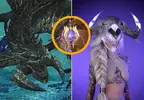 魔物獵人荒野《閃爍風暴呼嘯肆虐》自由挑戰任務今天開始，另外分享網友製作的「護鎖刃龍頭盔」裝備