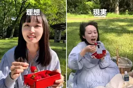 日本女生野餐的理想與現實 實際上想要美美的待在草皮上優雅一下的難度真的很高(汗)