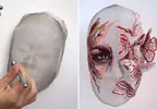 特別的藝術展現方式《刺繡面具》來自烏克蘭藝術家 Katerina Marchenko 的作品
