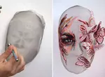 特別的藝術展現方式《刺繡面具》來自烏克蘭藝術家 Katerina Marchenko 的作品
