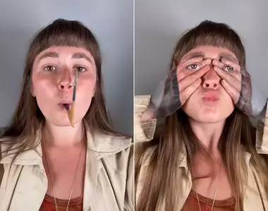 僅僅用嘴巴叼著畫筆就能繪畫 分享來自英國藝術家《MILLY BAMPINI》的作品影片