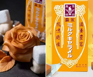 《森永牛奶糖薔薇花辦》糖藝師用五塊牛奶糖素材所創作的作品