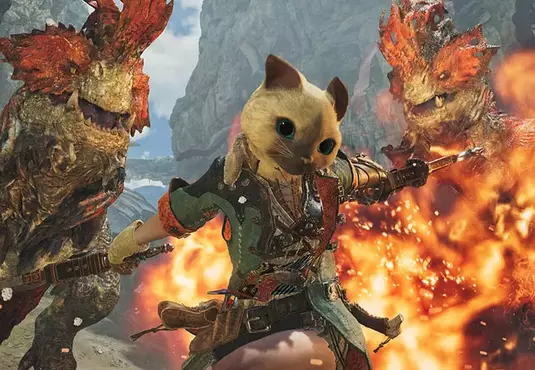 魔物獵人荒野《新龍上場三把火》龍谷遺址活動任務開始，狩獵三頭炎尾龍取得特殊素材製作「艾路頭套α」吧