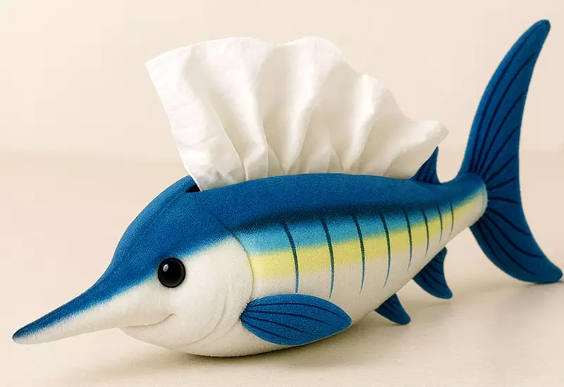 日本創意大師的腦洞設計《旗魚衛生紙盒》每抽都會讓魚鰭的形狀產生變化