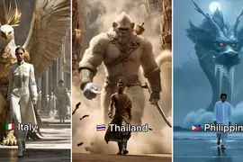 網友AI創作《世界各國的秘密兵器》各國家代表領著身後的守護神出來走秀 網友AI創作《世界各國的秘密兵器》各國家代表領著身後的守護神出來走秀
