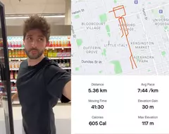 加拿大會計師《Duncan McCabe》使用 Strava 記錄跑步路線，並且把每一天的軌跡接起來做成火柴人動畫