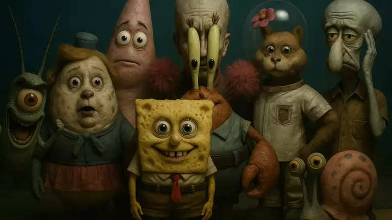 網友透過AI技術將《海綿寶寶》角色帶進現實生活中