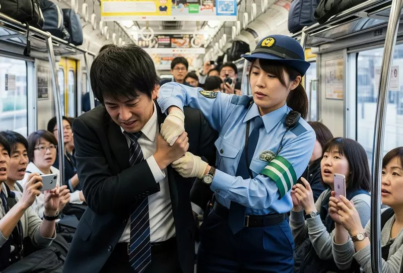 電車痴漢對一名女性鹹豬手 想不到逃亡過程還被該女子反殺制伏 電車痴漢對一名女性鹹豬手 想不到逃亡過程還被該女子反殺制伏
