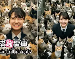 貓奴幻想中的滿貓列車的模樣 AI生成影片這含貓量確實是超標惹