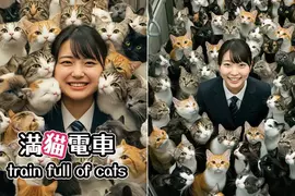 貓奴幻想中的滿貓列車的模樣 AI生成影片這含貓量確實是超標惹