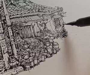 鋼筆畫家《Kamulch_Art》的舒壓創作過程 不看畫面光聽書寫聲音也是爽爽的ASMR