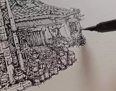 鋼筆畫家《Kamulch_Art》的舒壓創作過程 不看畫面光聽書寫聲音也是爽爽的ASMR