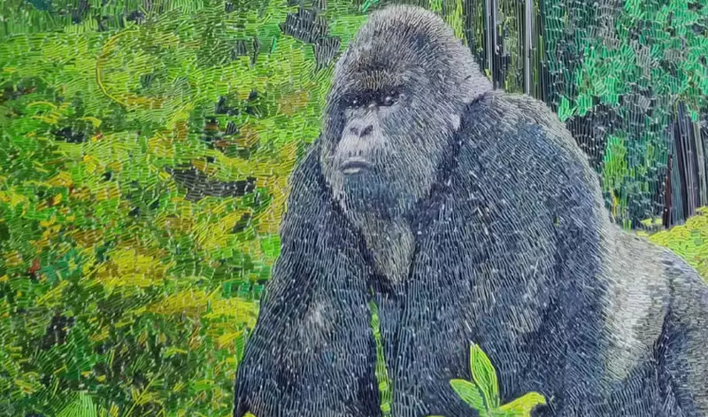 墨西哥藝術家《Edgar Zepeda Diaz》用「掃帚草」所創作的貼畫作品