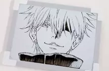 網友嘗試麥克筆白板畫 臨摹「咒術迴戰」角色五條悟 想不到牙籤跟棉花棒也成為了畫畫的工具！？