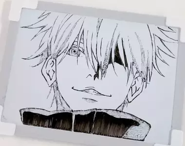 網友嘗試麥克筆白板畫 臨摹「咒術迴戰」角色五條悟 想不到牙籤跟棉花棒也成為了畫畫的工具！？