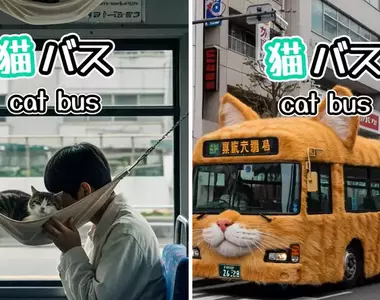 網友創作《AI貓貓巴士》如果把公車加上吸貓服務，會不會增加大家願意搭乘大眾交通工具的意願呢？