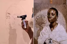 奈及利亞藝術家的烙畫藝術 全程用火焰完成一幅人物肖像畫