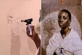 奈及利亞藝術家的烙畫藝術 全程用火焰完成一幅人物肖像畫