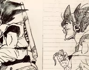 9歲兒子與曾經9歲的自己所畫過的悟空 大家都被這奇蹟般地同步性給打動惹