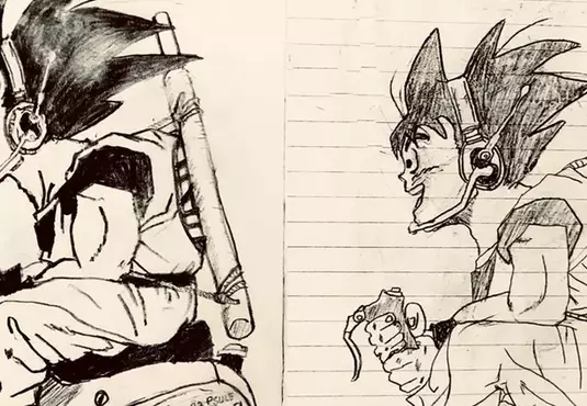 9歲兒子與曾經9歲的自己所畫過的悟空 大家都被這奇蹟般地同步性給打動惹