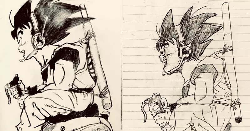 9歲兒子與曾經9歲的自己所畫過的悟空 大家都被這奇蹟般地同步性給打動惹