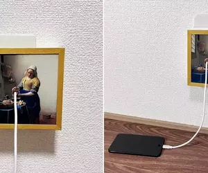 日本發明家的創意發想《倒牛奶的女僕》充電作品 想不到這「架空趣味雜貨」還能應用在世界名畫上