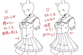 男生超容易畫錯《制服裙子的正確位置》其實女生會穿得比肚臍還要高？