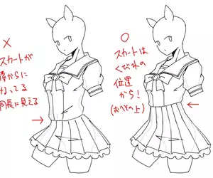 男生超容易畫錯《制服裙子的正確位置》其實女生會穿得比肚臍還要高？