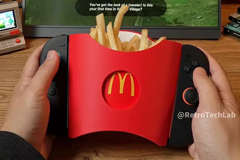 Switch2趣味周邊《薯條盒手把架》邊玩邊吃才是一種真正的享受