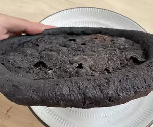 買了高級蒸氣水波爐料理披薩 結果竟然NG變成了像是出土古文物東西！？