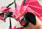 網友創作《手指火龍》可遊玩的紙藝術作品 三頭龍首的造型真的是相當霸氣